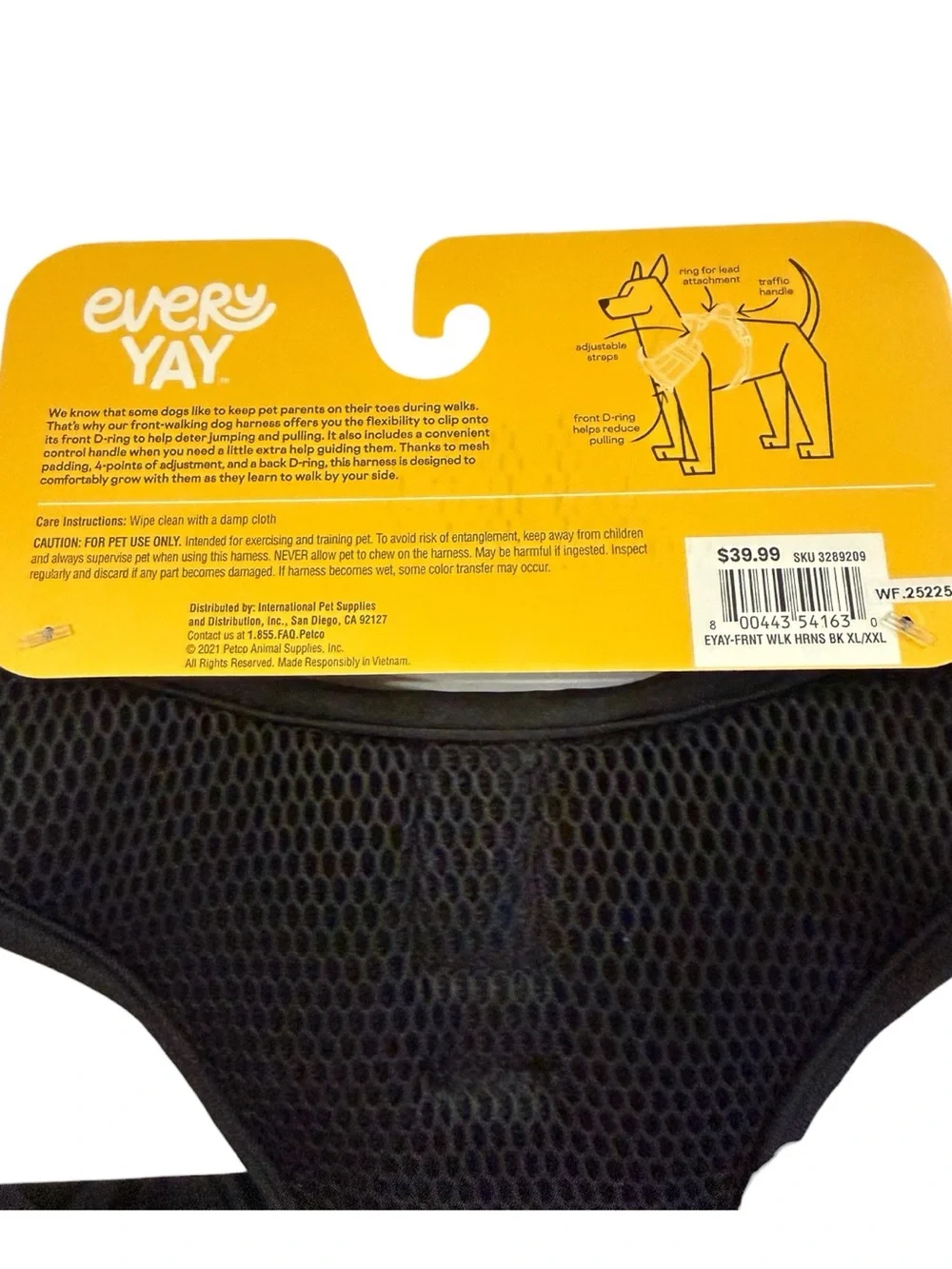 EveryYay Embrace the Pace Front-Walking Dog Harness XL/XXL Black NWT